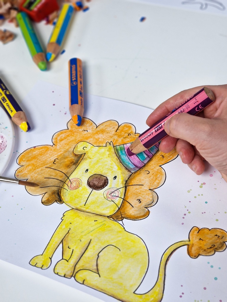 CRAYONS 3 EN 1 WOODY "DUO", ETUI de 10*NOUVEAU