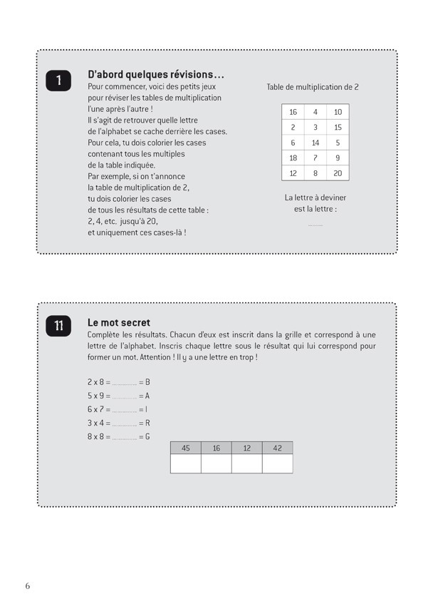 FICHIER, REVISER LES TABLES DE X