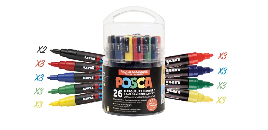 MARQUEURS POSCA PACK XL CLASSIQUE