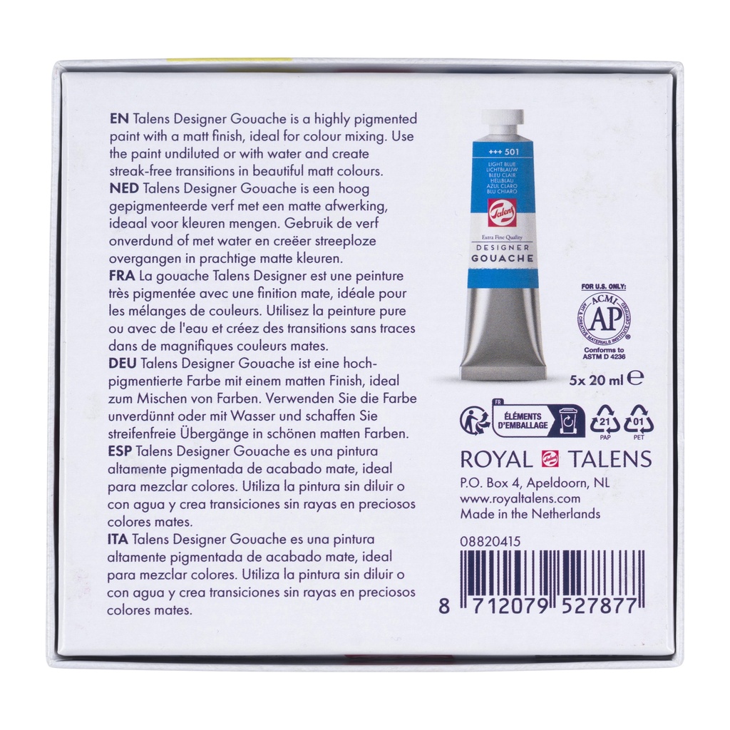GOUACHE QUALITE EXTRA FINE, 5X20 ML* NOUVEAU