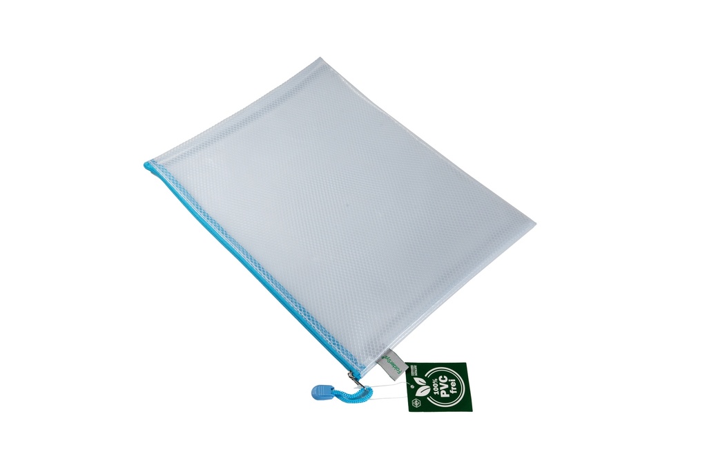 POCHETTE FOURRE-TOUT SANS PVC A4, BLEU PASTEL