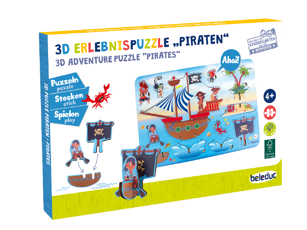 PUZZLE 3D PIRATES, 12 PCS