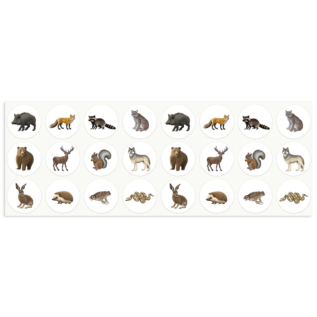 GOMMETTES ADHÉSIVES LES ANIMAUX, 4 ROULEAUX