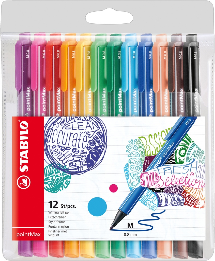 MARQUEURS STABILO POINTMAX, ETUI DE 12