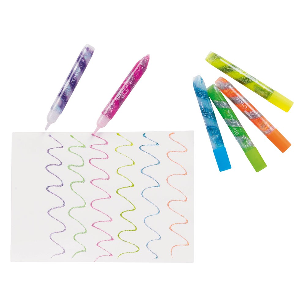 SPIRAAL GLITTERLIJM NEON, PAK VAN 6