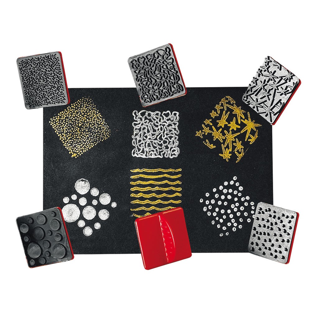 TAMPONS À MOTIFS/ LOT DE 6 ASS.