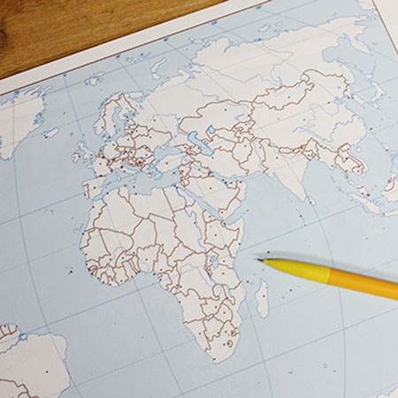 BLANK MAP OF THE WORLD / BLOCK OF 50