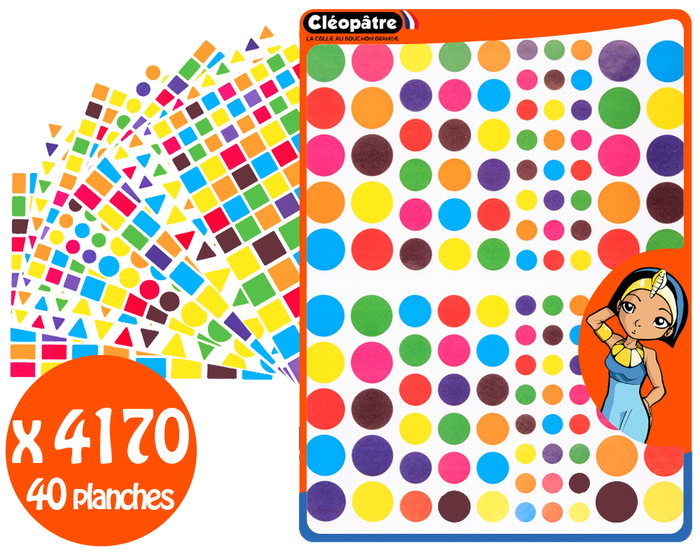 BRIGHT MULTICOLOR GEOMETRIC ADHESIVE STICKERS, 40 SHEETS
