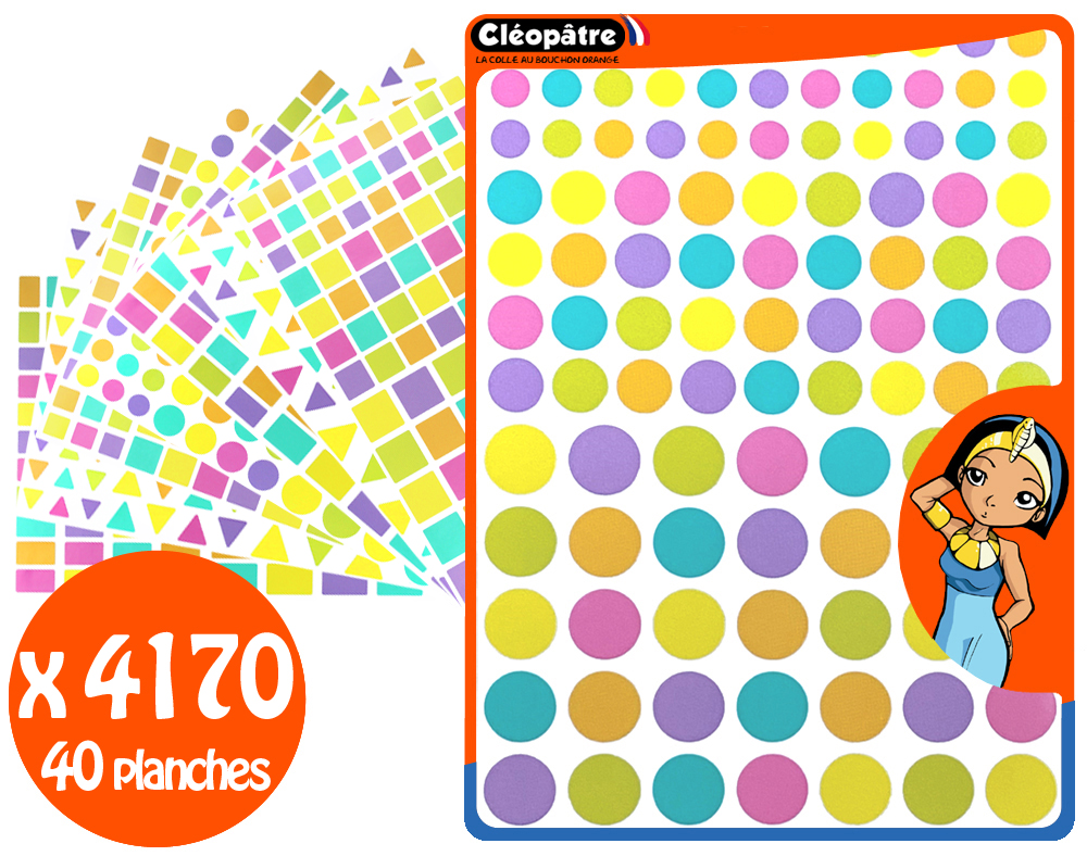Pastel Multi-Colored Geometric Stickers, 40 Sheets