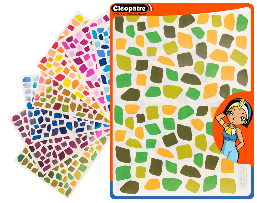 GOMMETTES ADHÉSIVES MOSAÏQUES,  16 PLANCHES