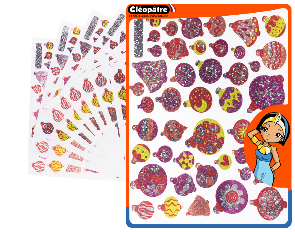 METAL CHRISTMAS DECORATION ADHESIVE STICKERS, 12 SHEETS