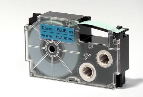 12MM BLACK ON BLUE LABEL TAPE