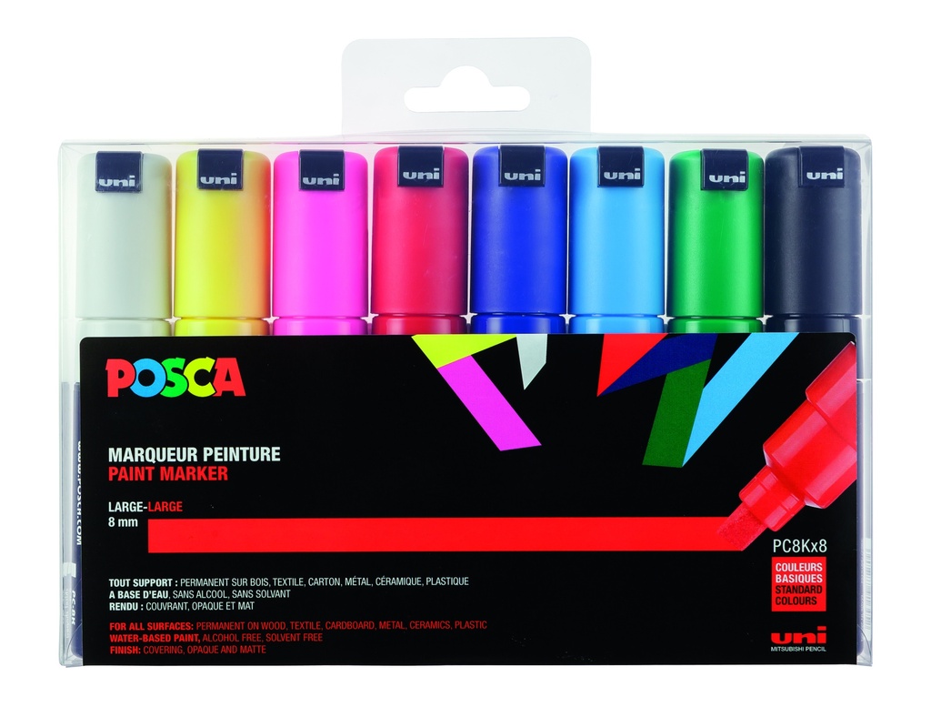 POSCA PC8K BASIC COLORS MARKER, BOX MIT 8 STÜCKEN