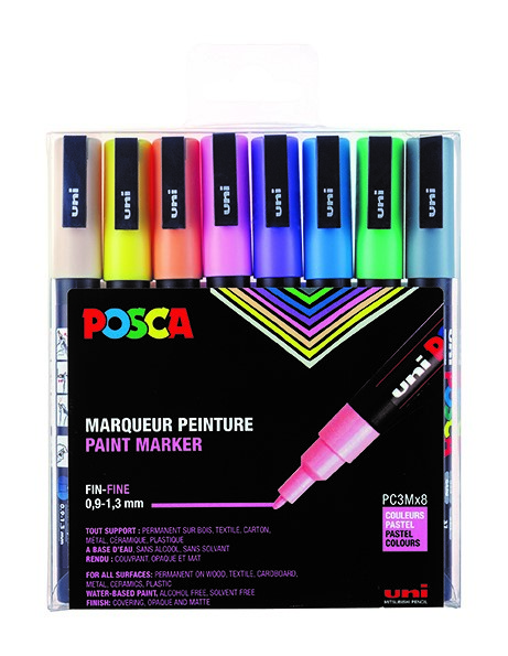 POSCA PC3M PASTEL COLORS MARKERS, BOX OF 8