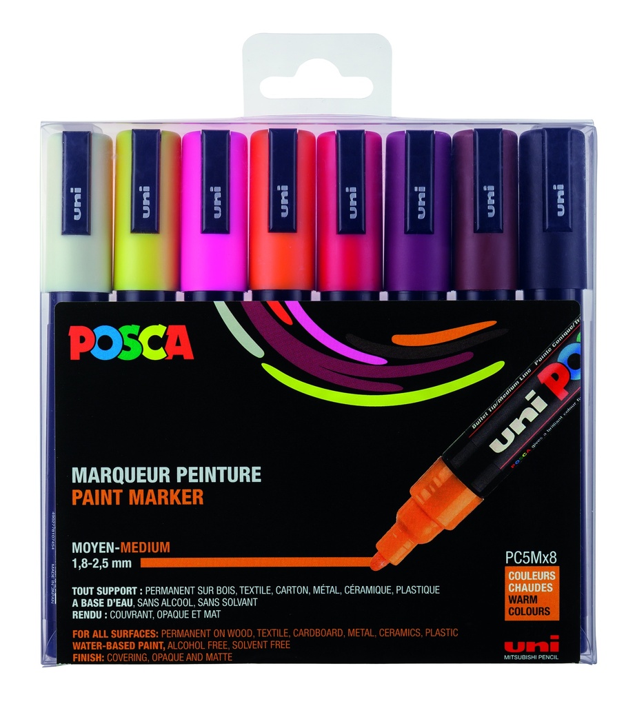 POSCA PC5M KLEURMARKERINGEN. HEET, GEVAL VAN 8