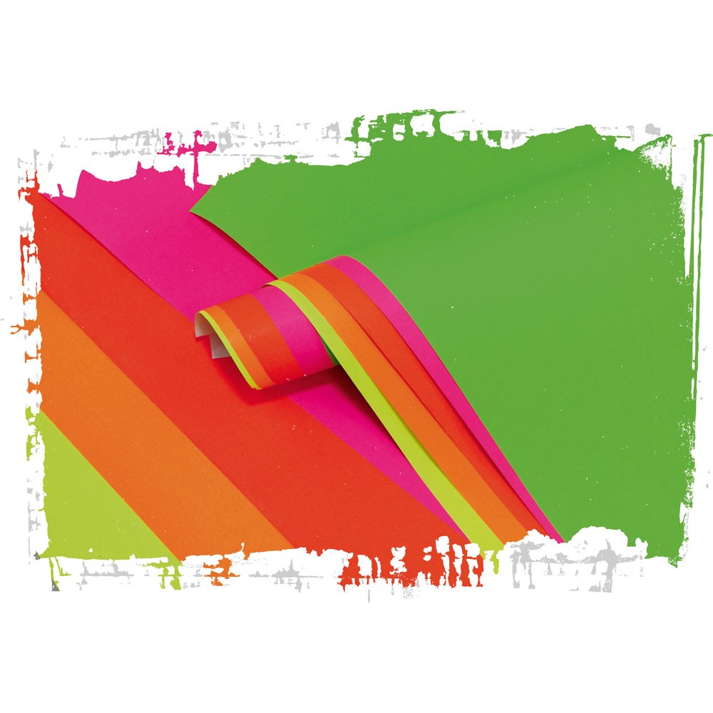 PAPIER AFFICHE FLUO 60X80CM, 10 FEUILLES