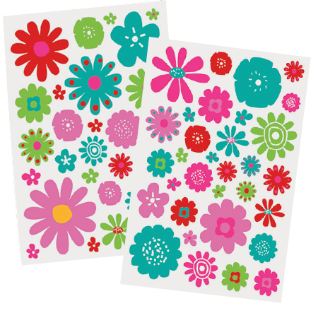 GOMMETTES AHÉSIVES FLEURS, 20 PLANCHES