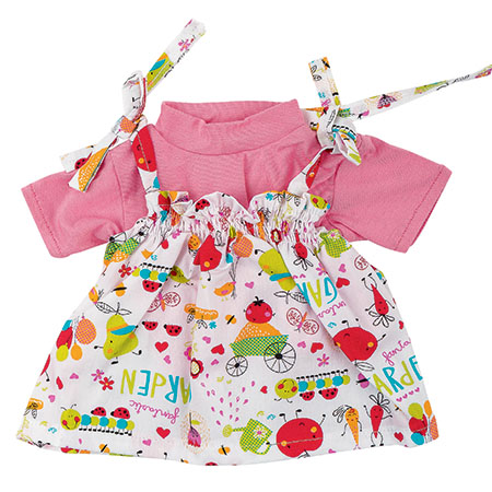 Jurk met bandjes + roze T-shirt, 40/42 cm