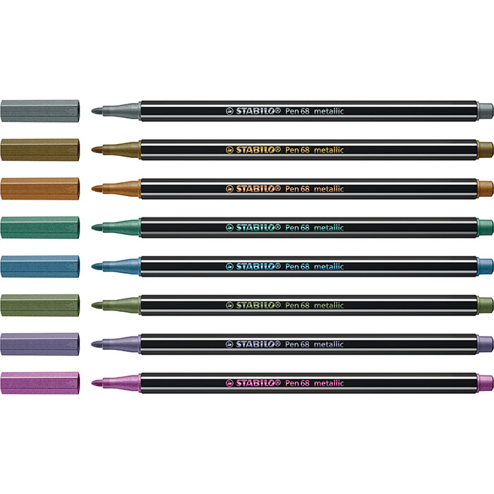 STABILO PEN 68 METALLIC MARKERS, CASE OF 8