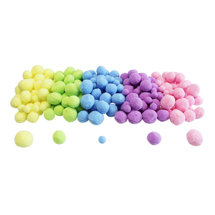 Pastellfarbene Pompons, 200 Stück