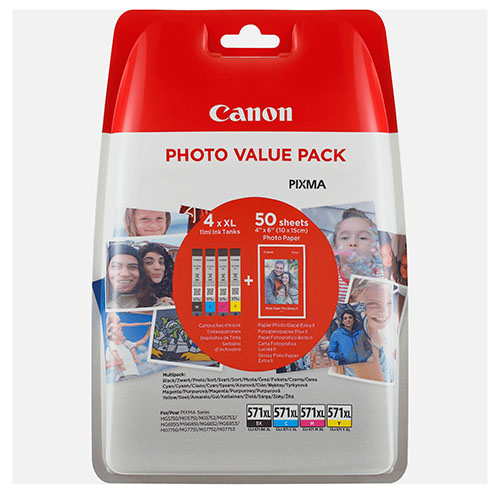 MUTIPACK CANON CLI571XL 4 COUL. + P