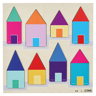 PUZZLE ENCASTREMENT UN TOIT POUR CHAQUE MAISON, 16 PCS