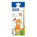 CRAYONS DE COULEUR BOIS NATUREL NON LAQUE, LOT DE 12
