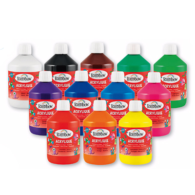 SORTIMENT MIT 12 REGENBOGEN-ACRYLFARBEN
