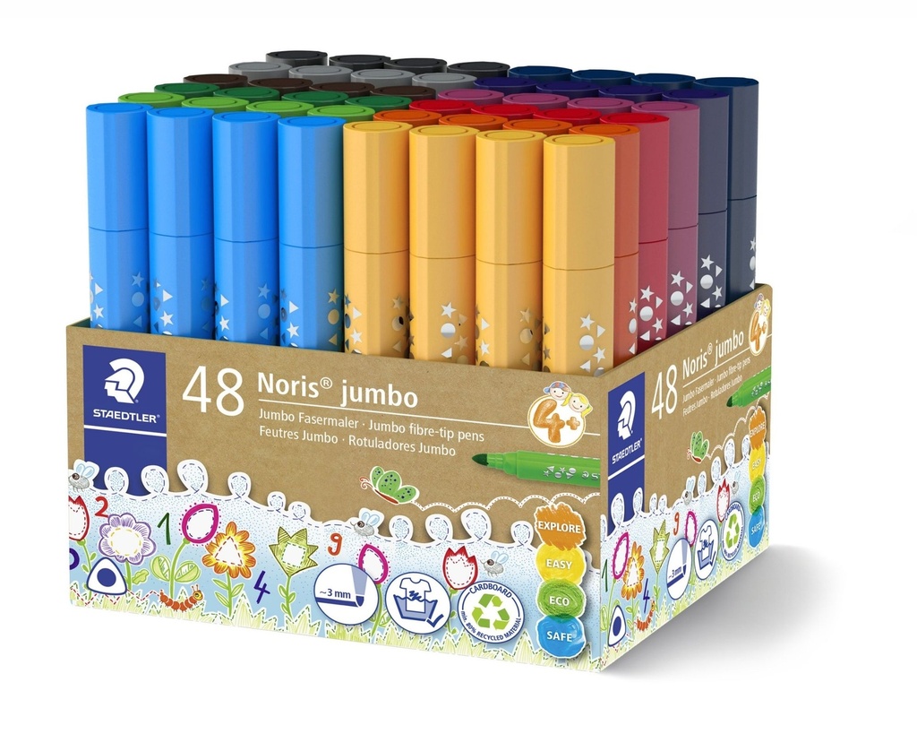 STAEDTLER NORIS JUMBO TRIANGULAR MARKERS, PACK OF 48