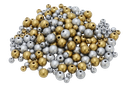 ROUND GOLD AND SILVER WOODEN BEADS, BUCKET OF 600 BEADS