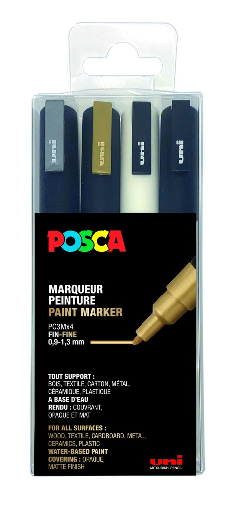 POSCA PC3M FESTIVE COLORS-MARKER, 4ER-BOX