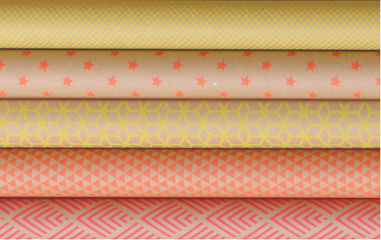 PAPIER CADEAU KRAFT GÉOMÉTRIQUE 2X0.70M, BOÎTE DE 10