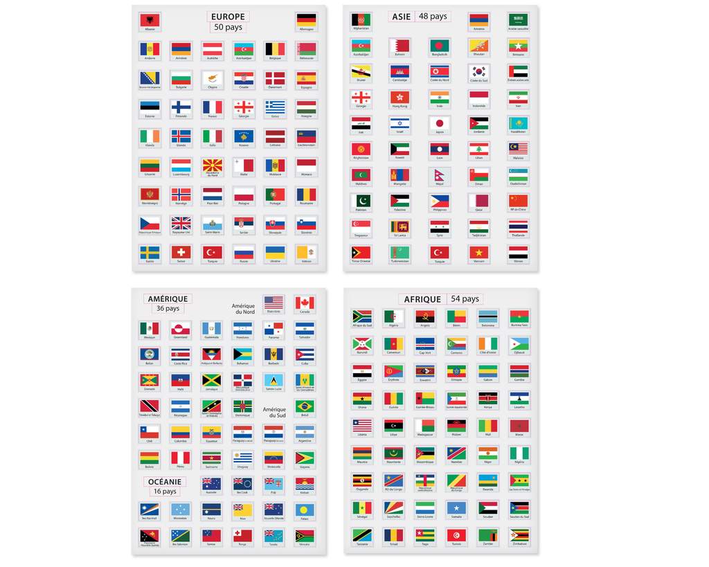 5 CONTINENT VLAG ZELFKLEVENDE STICKERS, 4 VELLEN