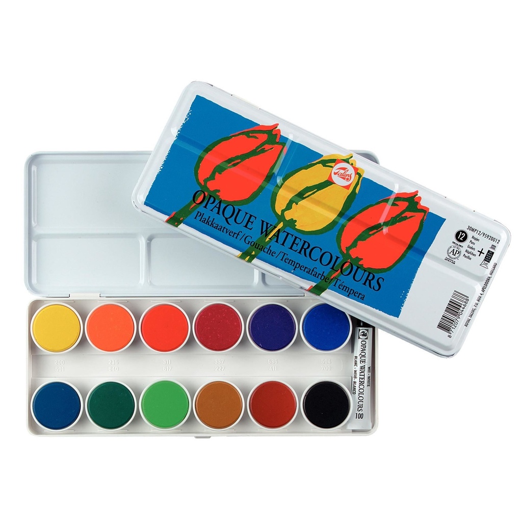 GOUACHE OPAQUE TALENS, ÉTUI DE 12 GODETS