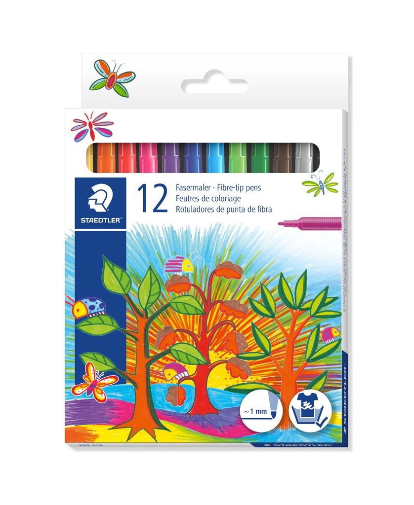 MARQUEURS DE COLORIAGE FINS STAEDTLER, ÉTUI DE 12
