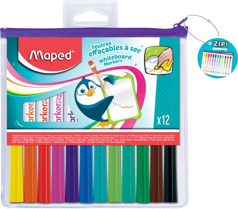 FUN COLORS ERASABLE MARKERS, ZIPPERED POUCH /12