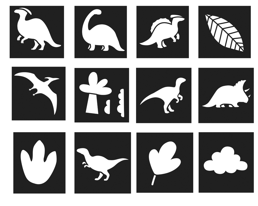 DINOSAURUS STENCILS, 12 STUKS