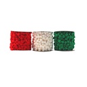 CHRISTMAS POMPOM RIBBONS, SET OF 3 ROLLS