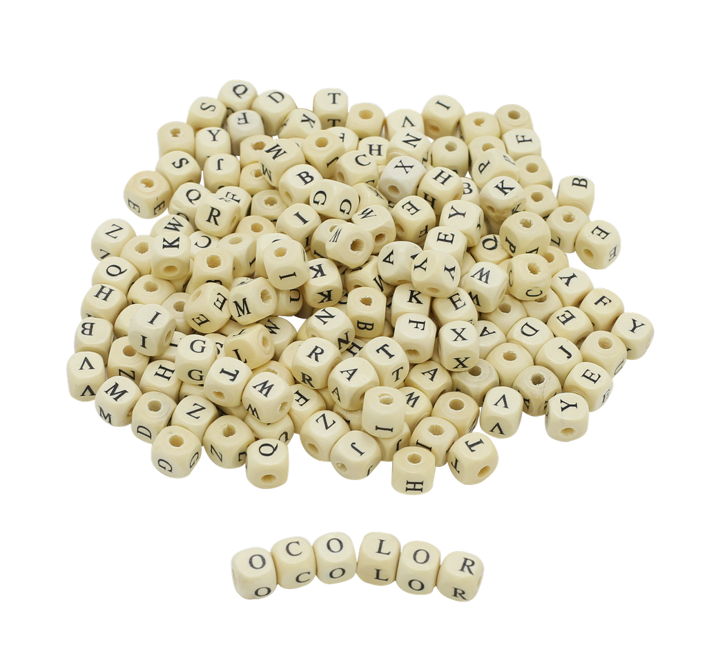 Holzwürfelperlen 'Alphabet', 440 Perlen
