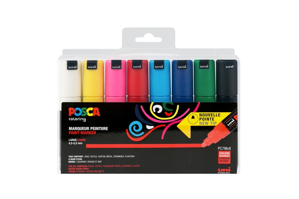 MARQUEURS POSCA PC7M , BTE DE 8 ASS