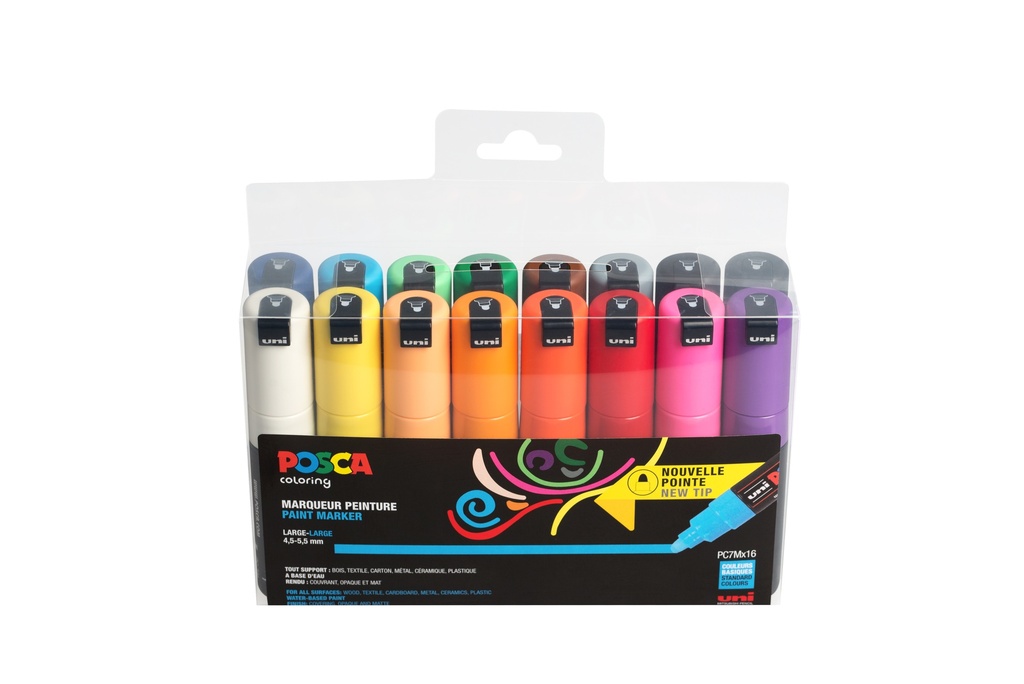 MARQUEURS POSCA PC7M , BTE DE 16 ASS