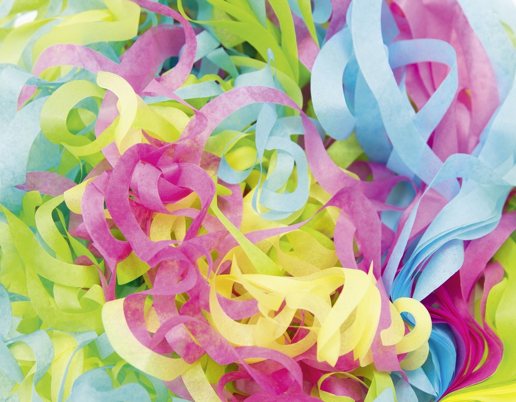 BRIGHT COLOURED CURLED TISSUE PAPER