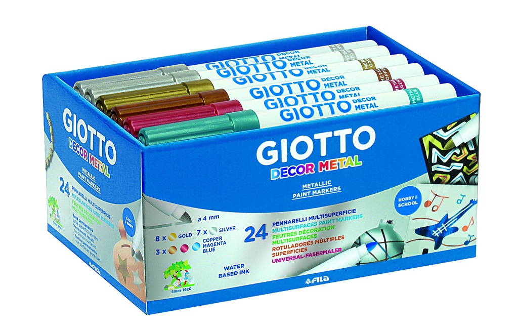 GIOTTO METALLDECOR-MARKER, SCHULPACKUNG MIT 24 STÜCKEN