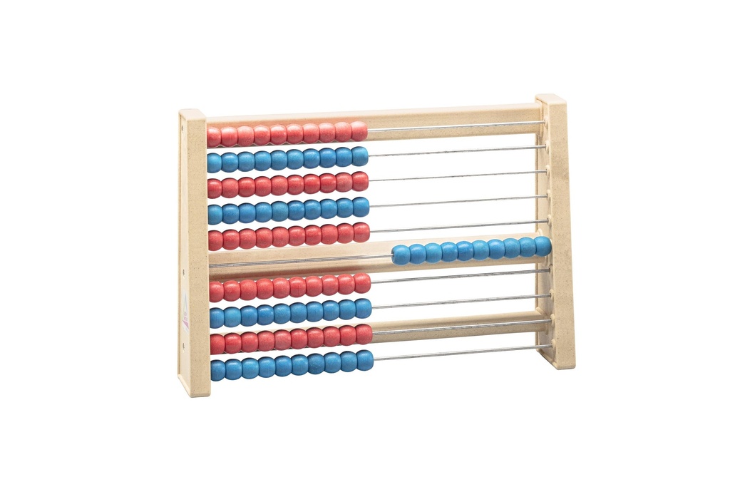 ABACUS VAN 1 TOT 100 UNIEKE KLEUR - ROOD/BLAUW