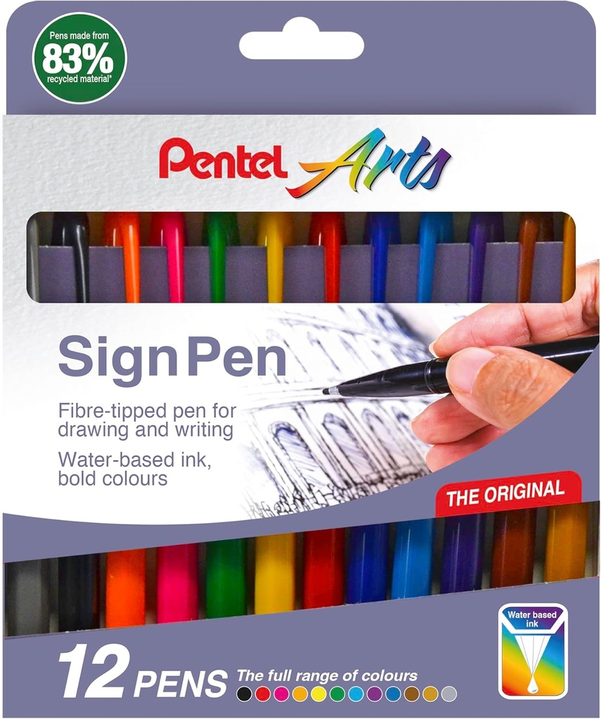 PENTEL SIGN PEN, CASE OF 12