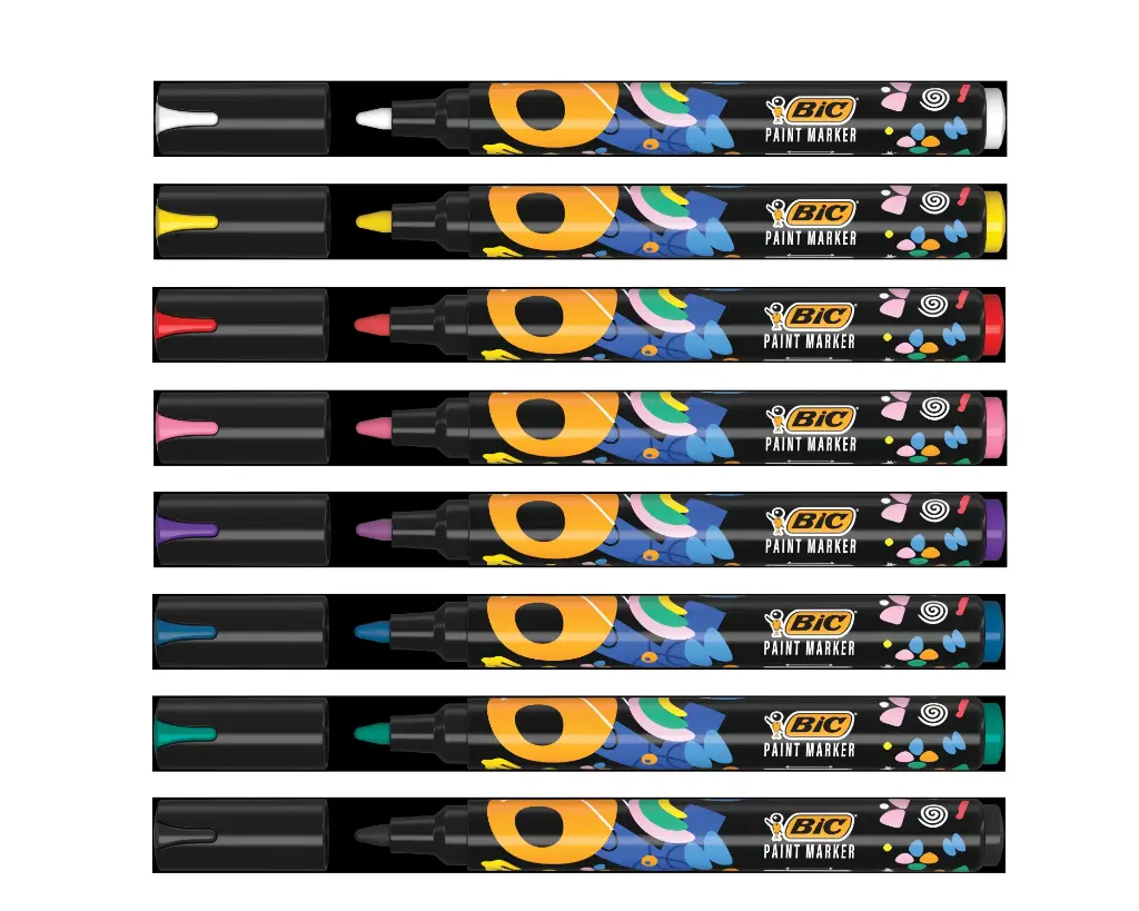 BIC INTENSITY BRIGHT PAINT MARKERS, BOX OF 8