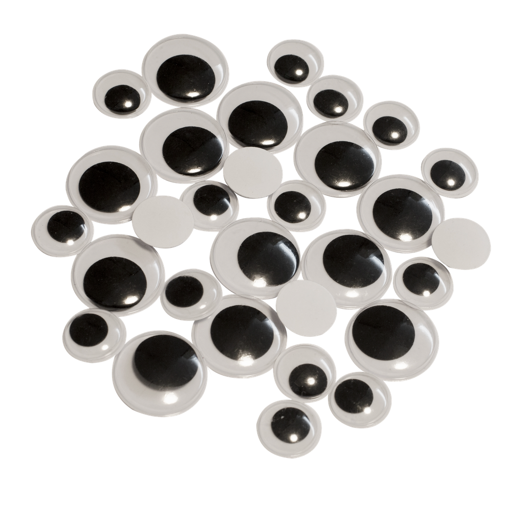 MAXI ADHESIVE ROUND MOVING EYES, 30 PIECES