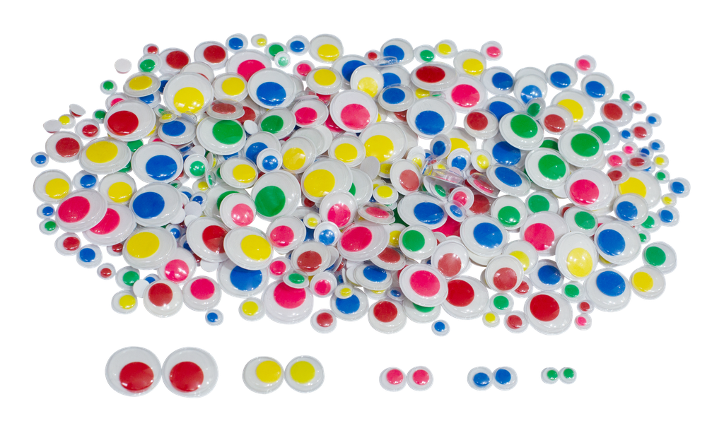 COLORFUL ROUND ADHESIVE MOVING EYES, SCHOOLPACK