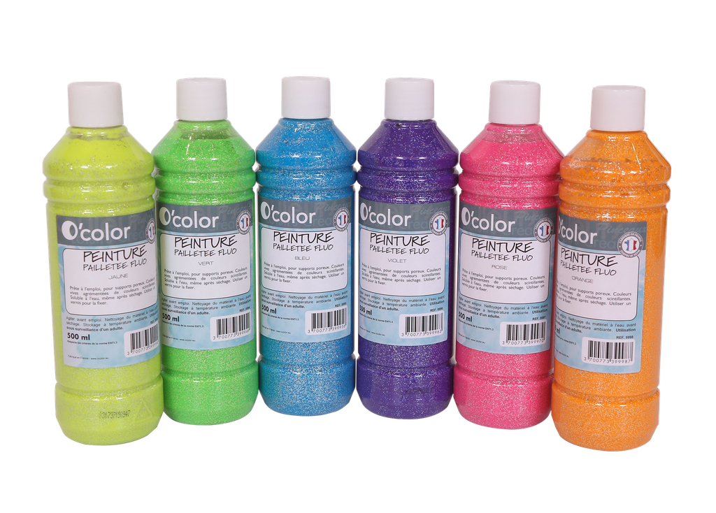 PEINTURE PAILLETÉE FLUO, 6X500ML