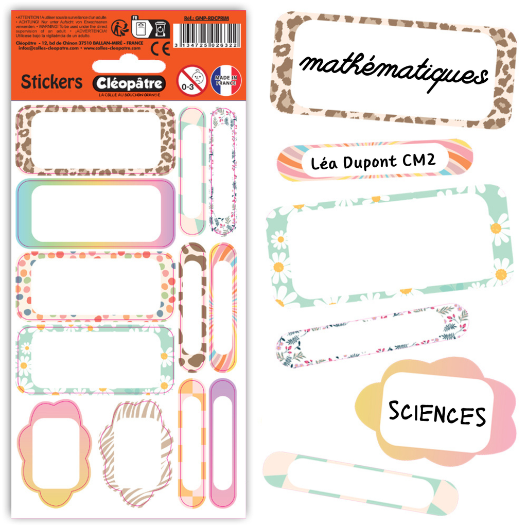 PRIMARY ADHESIVE LABELS, 1 SHEET